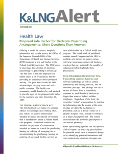 Health Law Proposed Safe Harbor for Electronic Prescribing