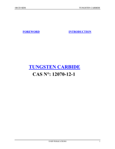 CAS N°: 12070-12-1 TUNGSTEN CARBIDE FOREWORD
