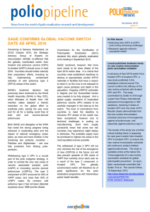 SAGE CONFIRMS GLOBAL VACCINE SWITCH DATE AS APRIL 2016
