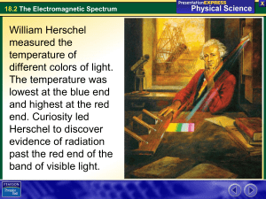 William Herschel measured the temperature of different colors of light.