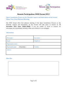 Remote Participation: WSIS Forum 2013