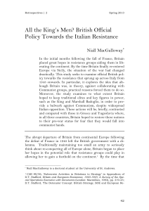 All the King’s Men? British Official Policy Towards the Italian Resistance