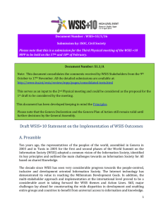 Document Number : WSIS+10/3/36 Submission by: ISOC, Civil Society