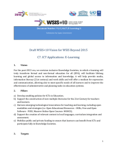 Draft WSIS+10 Vision for WSIS Beyond 2015 C7. ICT Applications: E-Learning
