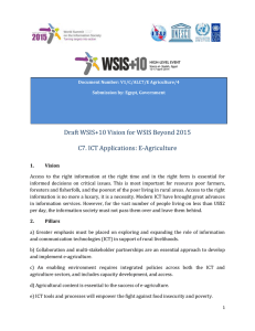 Draft WSIS+10 Vision for WSIS Beyond 2015 C7. ICT Applications: E-Agriculture
