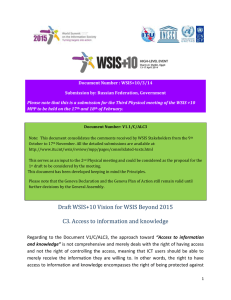 Document Number : WSIS+10/3/14 Submission by: Russian Federation, Government