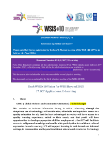 Document Number: WSIS+10/4/72 Submission by: GESCI, Civil Society