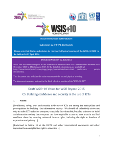 Document Number: WSIS+10/4/74 Submission by: IFIP IP3, Civil Society