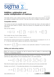 Addition, subtraction and scalar multiplication of matrices