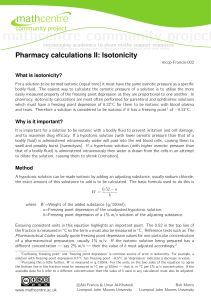 mathcentre community project Pharmacy calculations II: Isotonicity community project