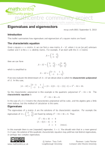 mathcentre community project Eigenvalues and eigenvectors community project