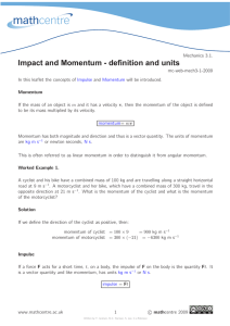 Impact and Momentum - definition and units