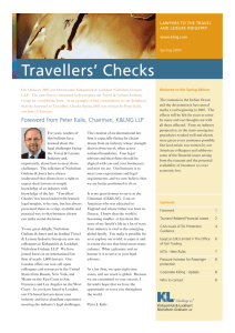 Travellers’ Checks LAWYERS TO THE TRAVEL AND LEISURE INDUSTRY www.klng.com
