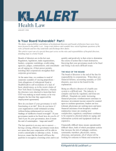 Health Law Is Your Board Vulnerable?  Part I .