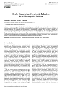 Gender Stereotyping of Leadership Behaviors: Social Metacognitive Evidence  Richard A. Block