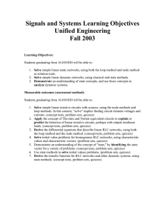 Signals and Systems Learning Objectives Unified Engineering Fall 2003