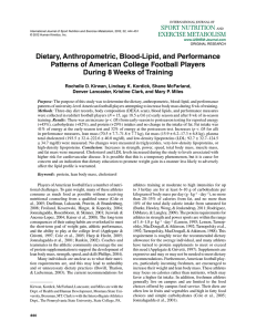 Dietary, Anthropometric, Blood-Lipid, and Performance Patterns of American College Football Players