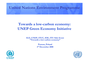 United Nations Environment Programme Towards a low-carbon economy: UNEP Green Economy Initiative