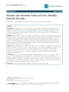 Nuclear war between Israel and Iran: lethality beyond the pale Open Access