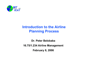 Introduction to the Airline Planning Process Dr. Peter Belobaba 16.75/1.234 Airline Management
