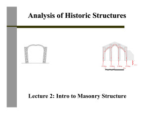 Analysis of Historic Structures Lecture 2: Intro to Masonry Structure