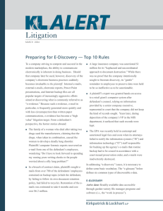 Litigation Preparing for E-Discovery — Top 10 Rules