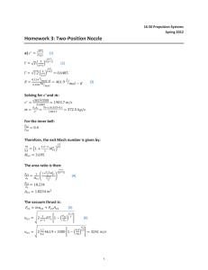Homework 3: Two-Position Nozzle  a) Solving for