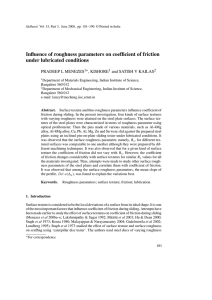 Influence of roughness parameters on coefficient of friction under lubricated conditions