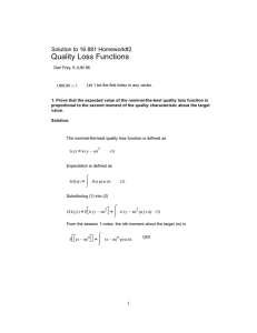 Quality Loss Functions Solution to 16.881 Homework#2