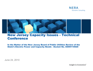New Jersey Capacity Issues - Technical Conference