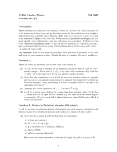 18.785 Number Theory Fall 2015 Problem Set #4 Description
