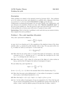 18.785 Number Theory Fall 2015 Problem Set #10 Description