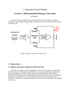 I. Equivalent Circuit Models Lecture 2: Electrochemical Energy Conversion
