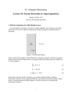 IV. Transport Phenomena Lecture 35: Porous Electrodes (I. Supercapacitors)