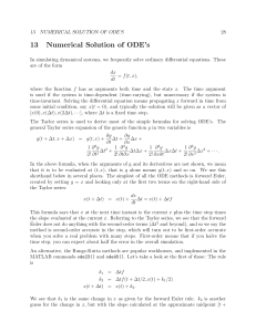 13 Numerical Solution of ODE’s