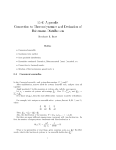 10.40 Appendix Connection to Thermodynamics and Derivation of Boltzmann Distribution Bernhardt L. Trout