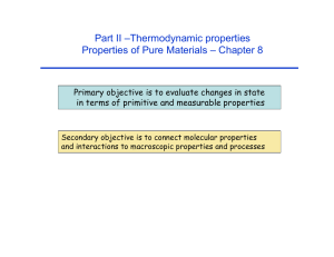 Part II –Thermodynamic properties Properties of Pure Materials – Chapter 8