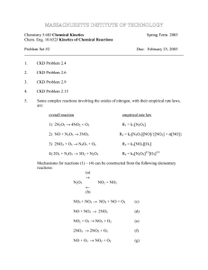 Chemical Kinetics Spring Term  2003 Kinetics of Chemical Reactions Problem Set #2