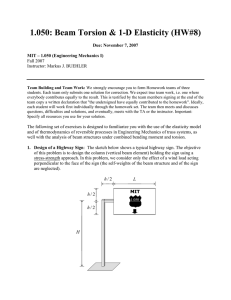 1.050: Beam Torsion &amp; 1-D Elasticity (HW#8)  Fall 2007
