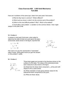 Class Exercise #26   1.050 Solid Mechanics Fall 2004
