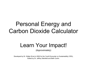 Personal Energy and Carbon Dioxide Calculator Learn Your Impact! (Approximately)