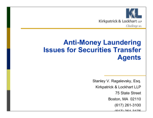Anti-Money Laundering Issues for Securities Transfer Agents
