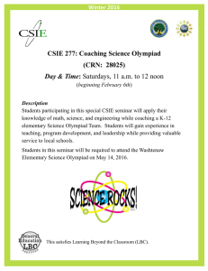 CSIE 277: Coaching Science Olympiad (CRN:  28025)  Day &amp; Time