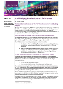Anti-Bullying Hurdles for the Life Sciences Regime