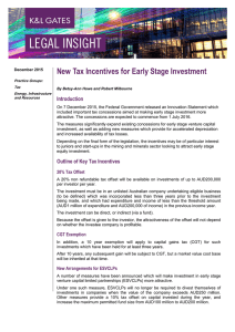 New Tax Incentives for Early Stage Investment Introduction