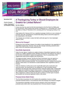 A Thanksgiving Turkey or Should Employers be Grateful for Limited Reform?
