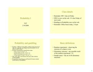 Class details Probability I