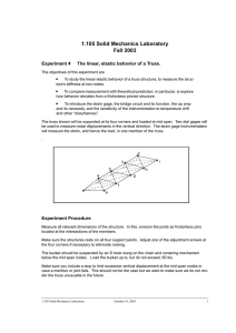 1.105 Solid Mechanics Laboratory Fall 2003 Experiment 4