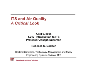 ITS and Air Quality A Critical Look April 6, 2005