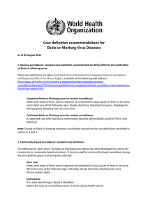 Case definition recommendations for Ebola or Marburg Virus Diseases